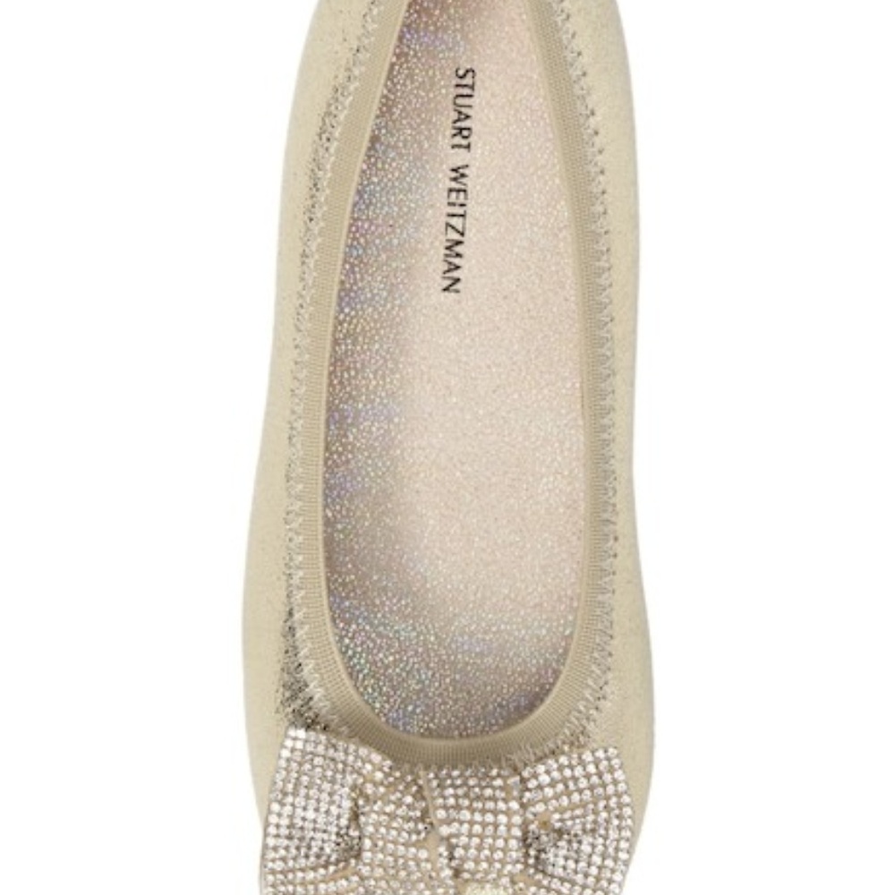 Stuart Weitzman Fannie Glitz Ballet Flat Champagne - Picture 7 of 10